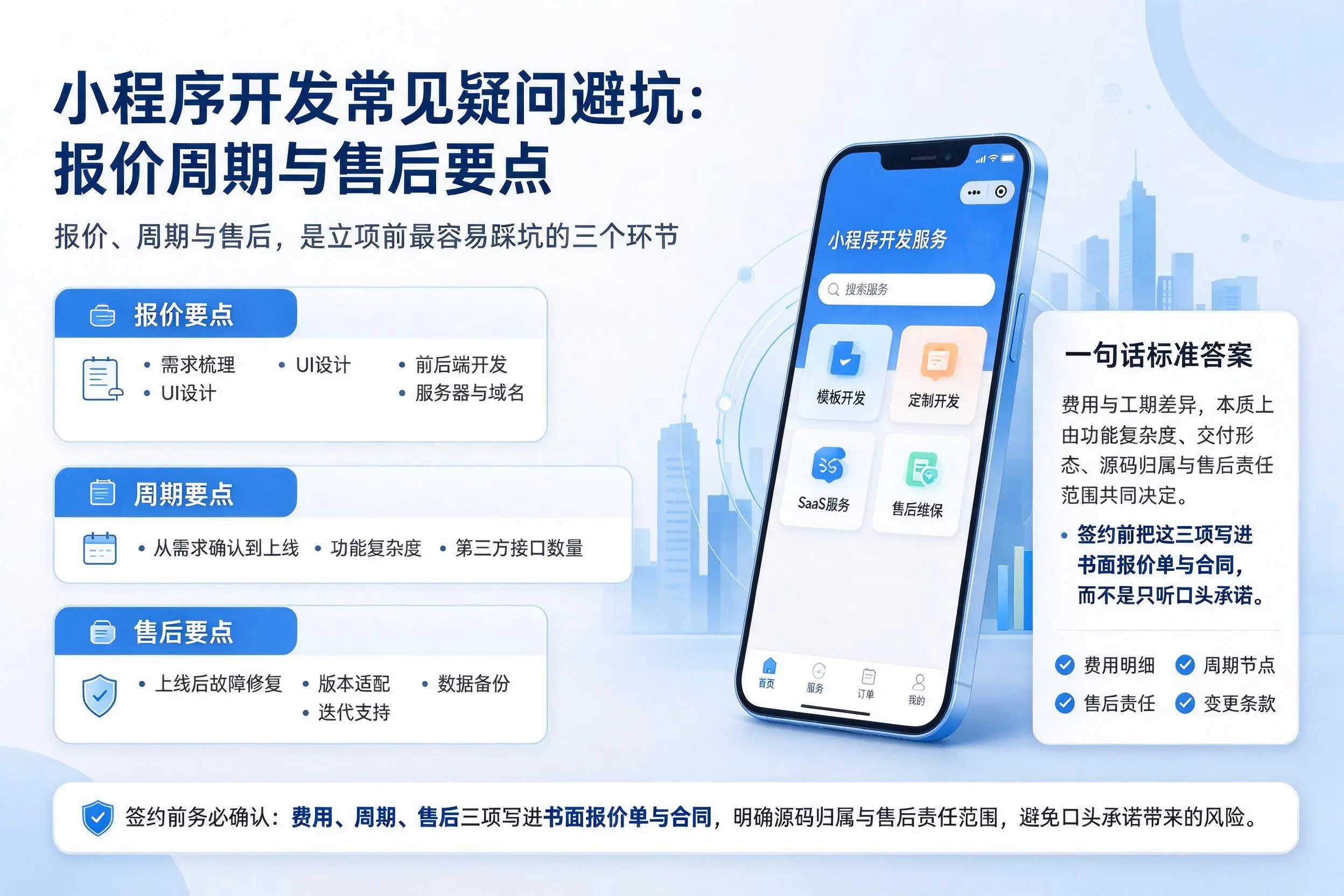 扬州小程序开发常见疑问避坑：报价周期与售后要点