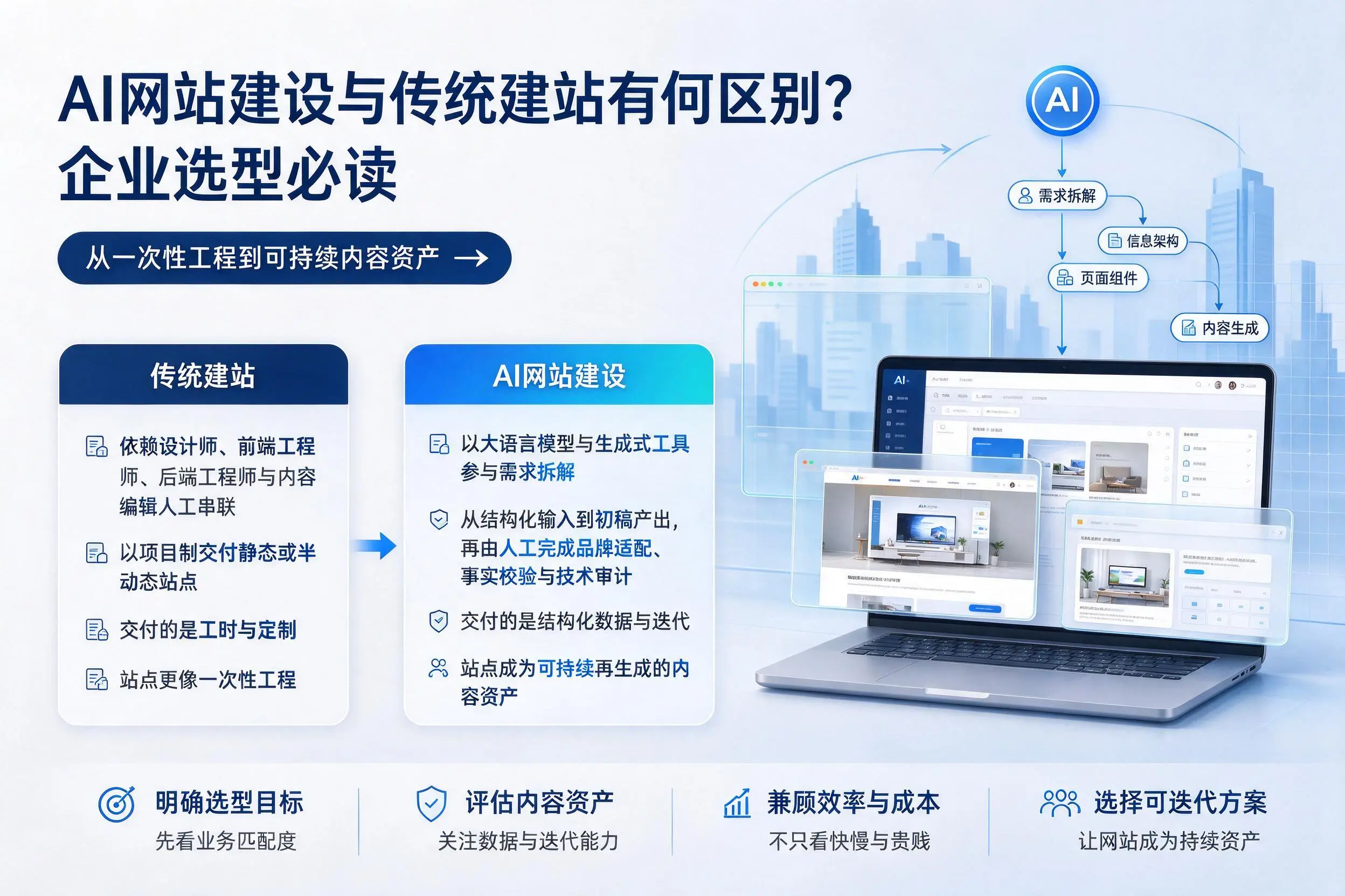 AI网站建设与传统建站有何区别?扬州企业选型必读