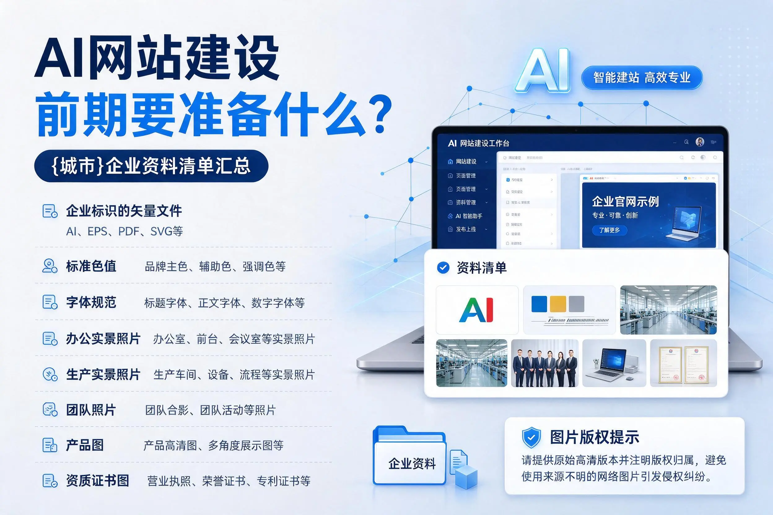 AI网站建设前期要准备什么?扬州企业资料清单汇总